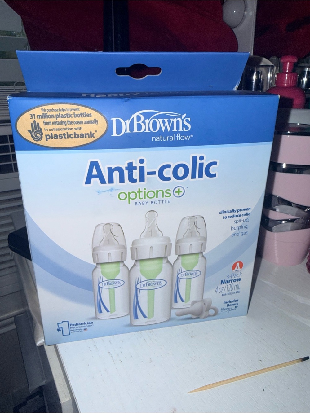 Anti-Colic Options+ Baby Bottle Pack — White and Green